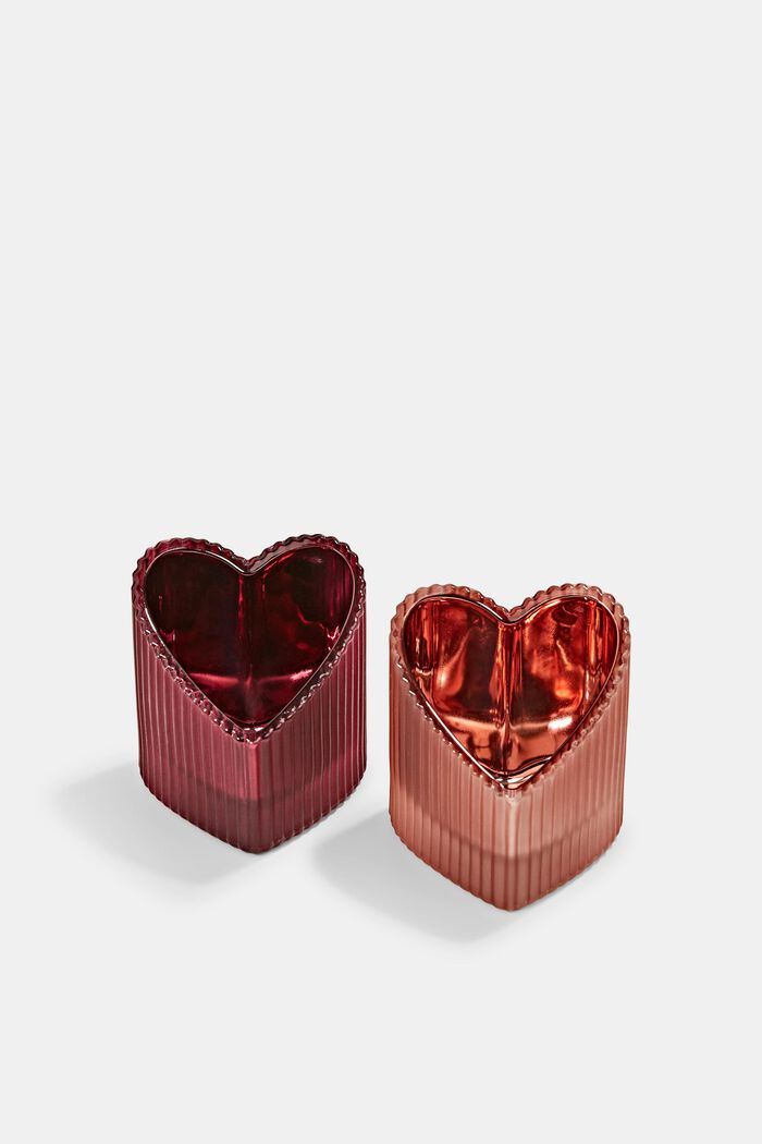 Set med 2 hjärtformade ljusglas, RED, overview