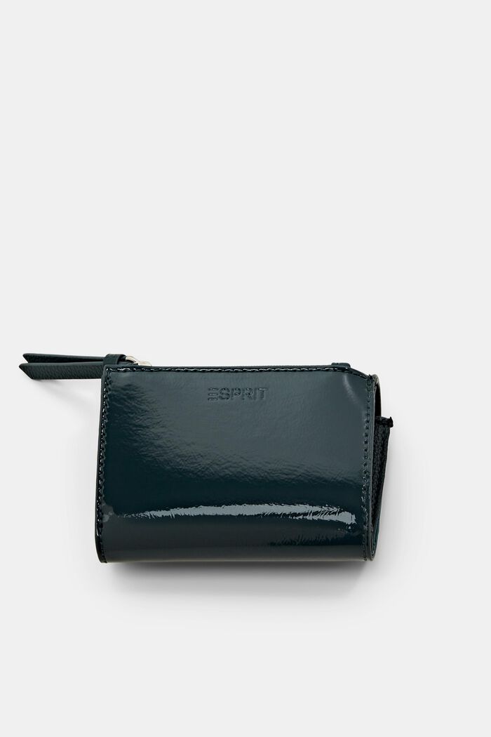 Glansig plånbok med viklock, DARK TEAL GREEN, detail image number 3