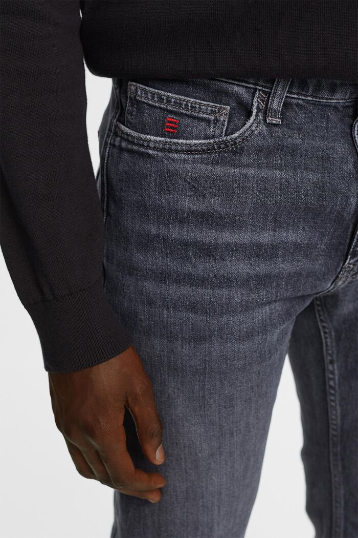 Raka jeans med medelhög midja, BLACK MEDIUM WASHED, detail image number 2