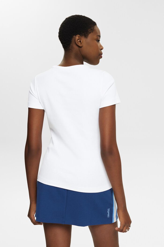 Ribbad T-shirt med rund halsringning, WHITE, detail image number 3