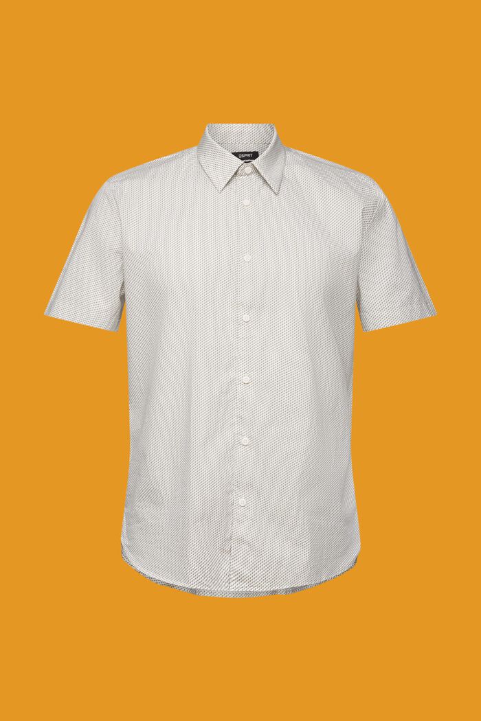 Mönstrad kortärmad skjorta, 100 % bomull, LIGHT KHAKI, detail image number 6