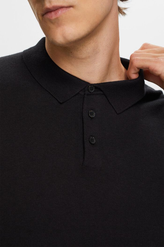 Stickad tröja med tenniskrage, TENCEL™, BLACK, detail image number 2