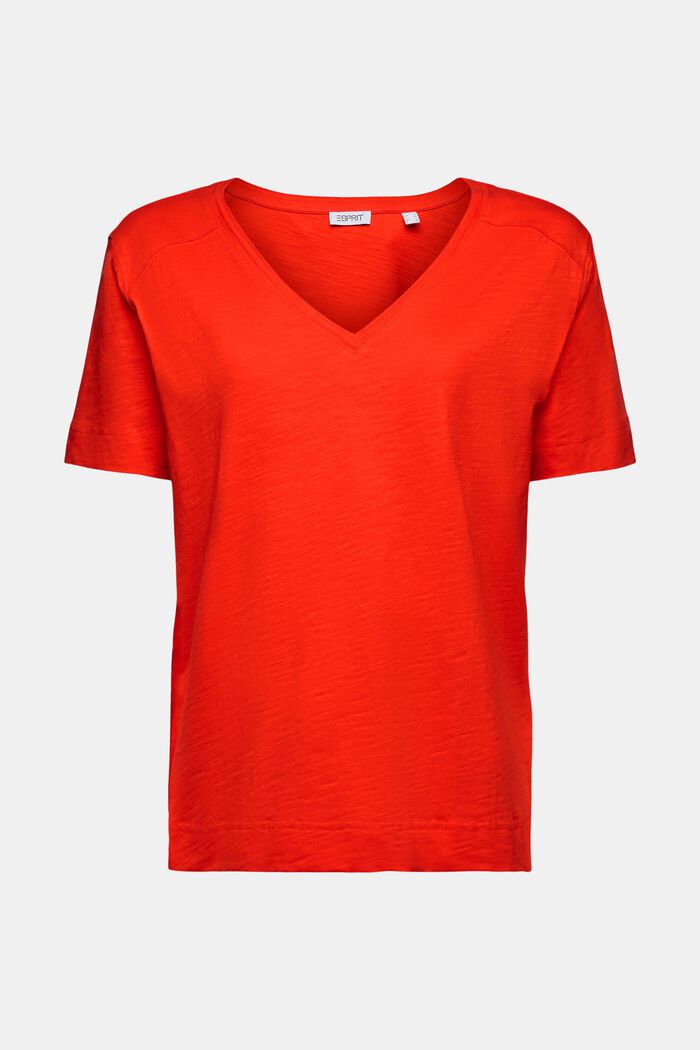V-ringad T-shirt i jersey, RED, detail image number 5