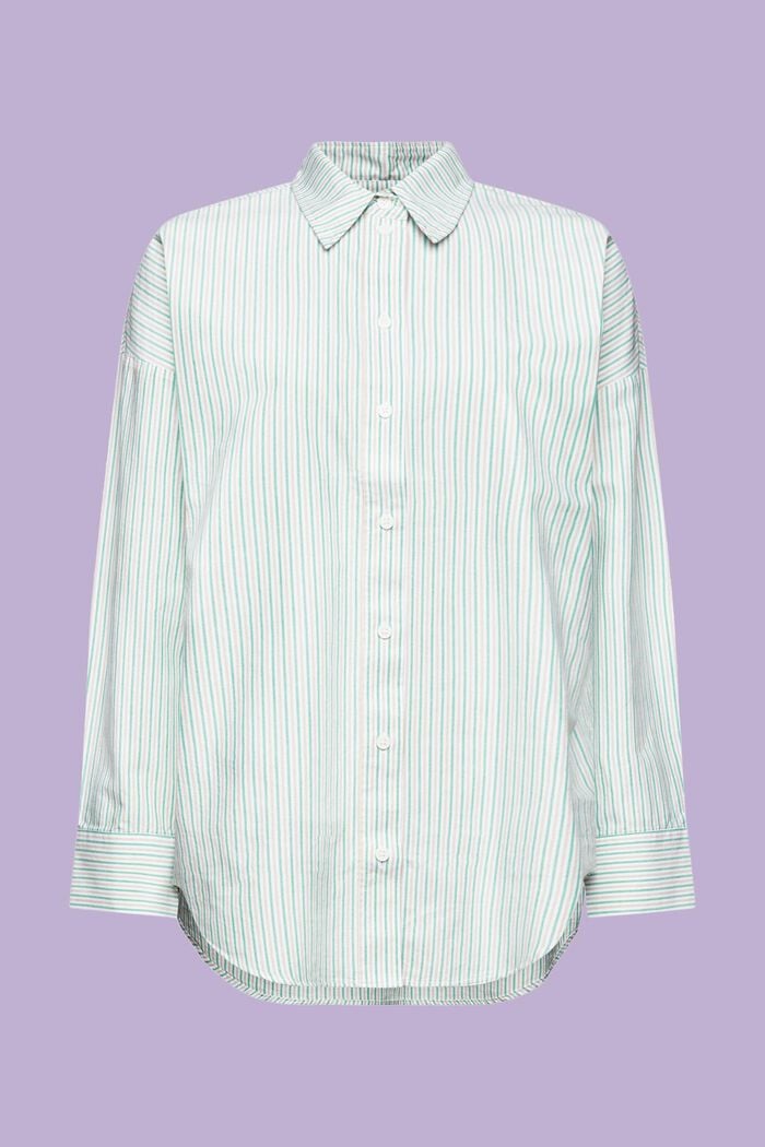 Oversized, randig bomullsskjorta, GREEN, detail image number 7