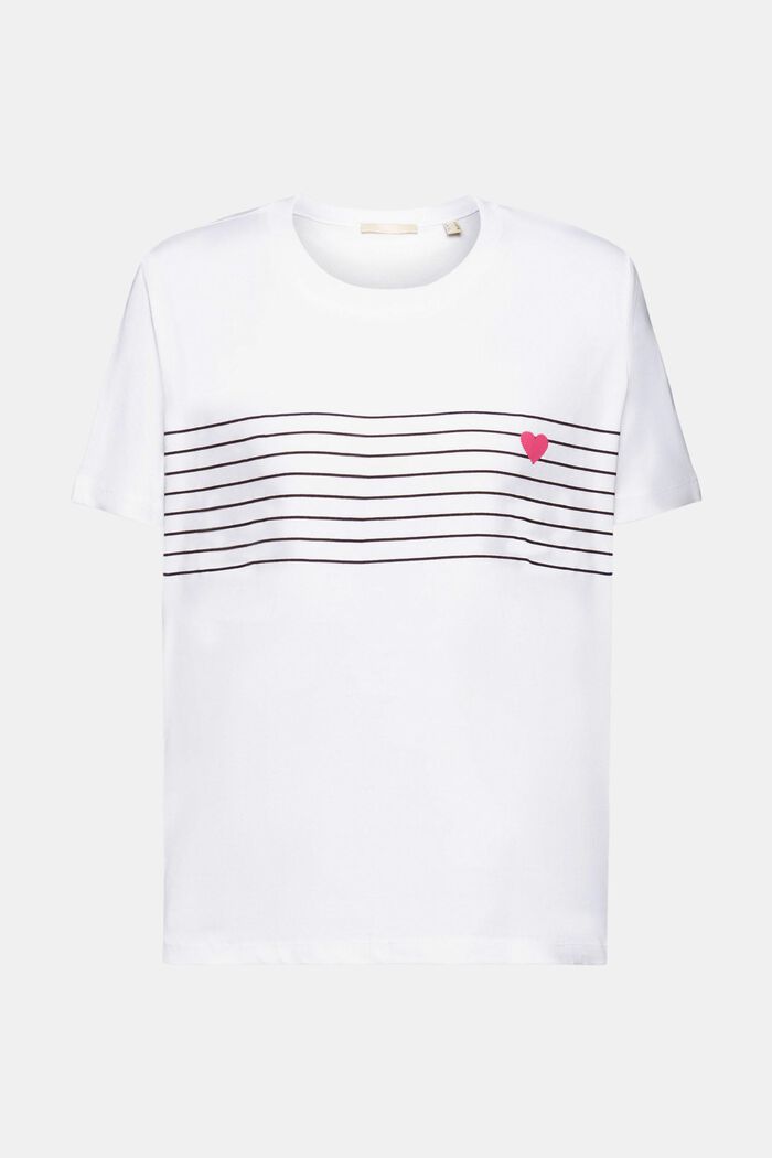 T-shirt med hjärttryck, WHITE, detail image number 6