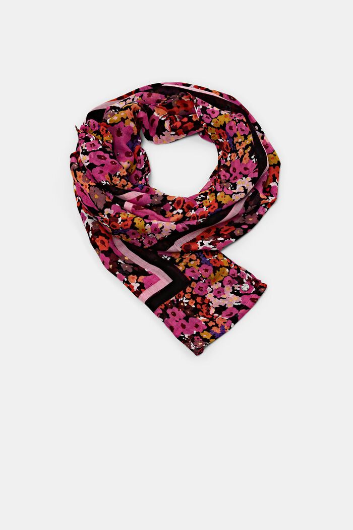 Blommig scarf, NAVY, detail image number 0