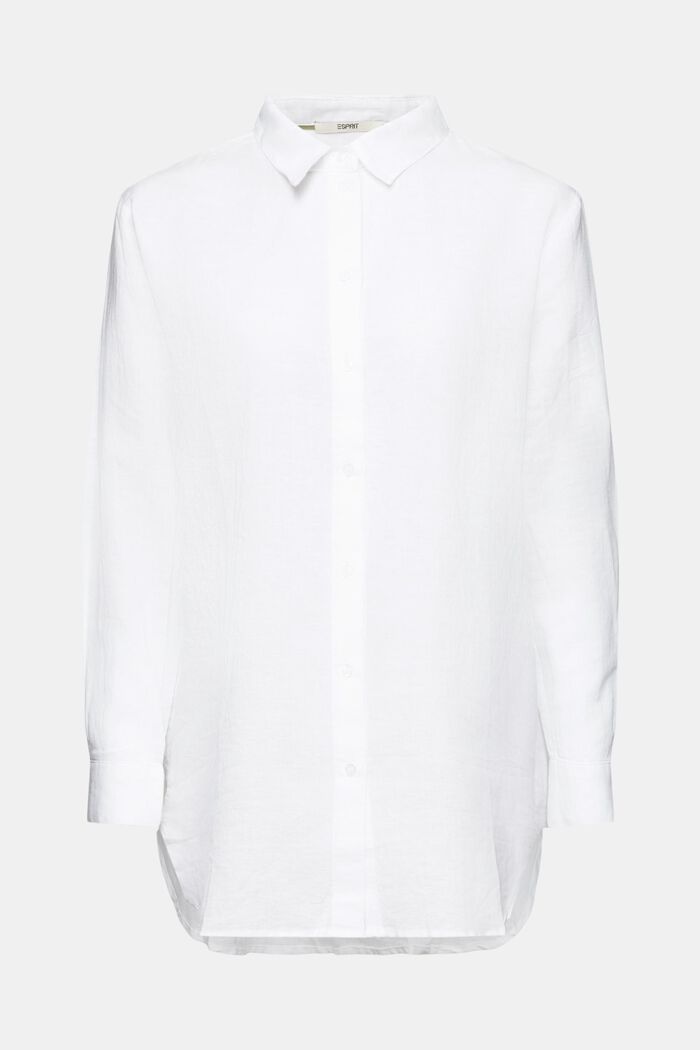 Skjorta i linne-bomullsmix, WHITE, detail image number 6