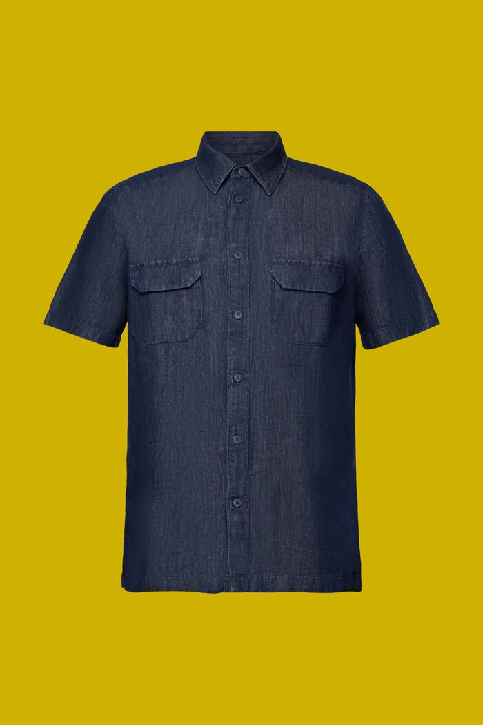 Kortärmad skjorta i jeanslook, BLUE BLACK, detail image number 8