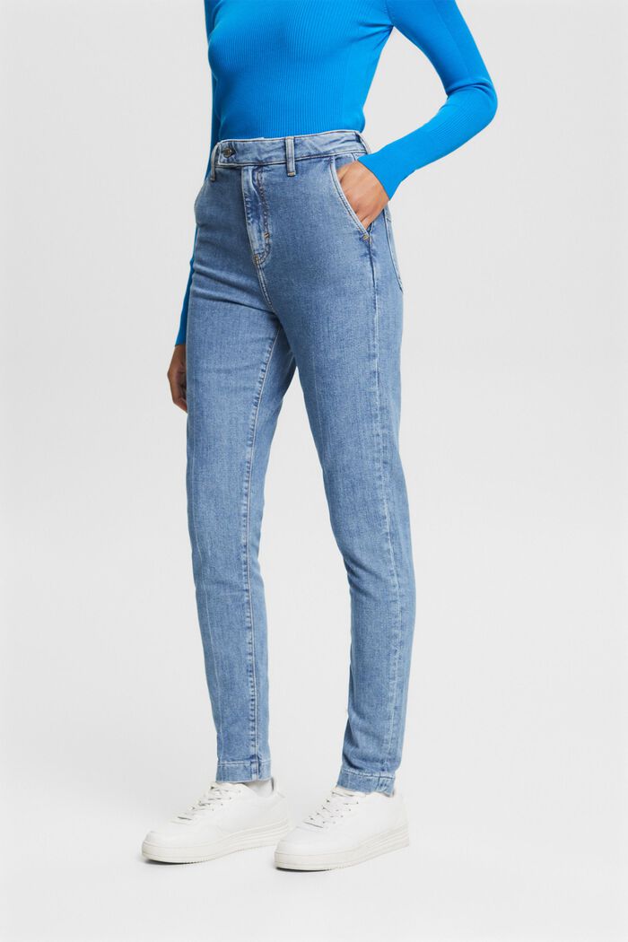 Jeans med smal passform och hög midja, BLUE LIGHT WASHED, detail image number 0
