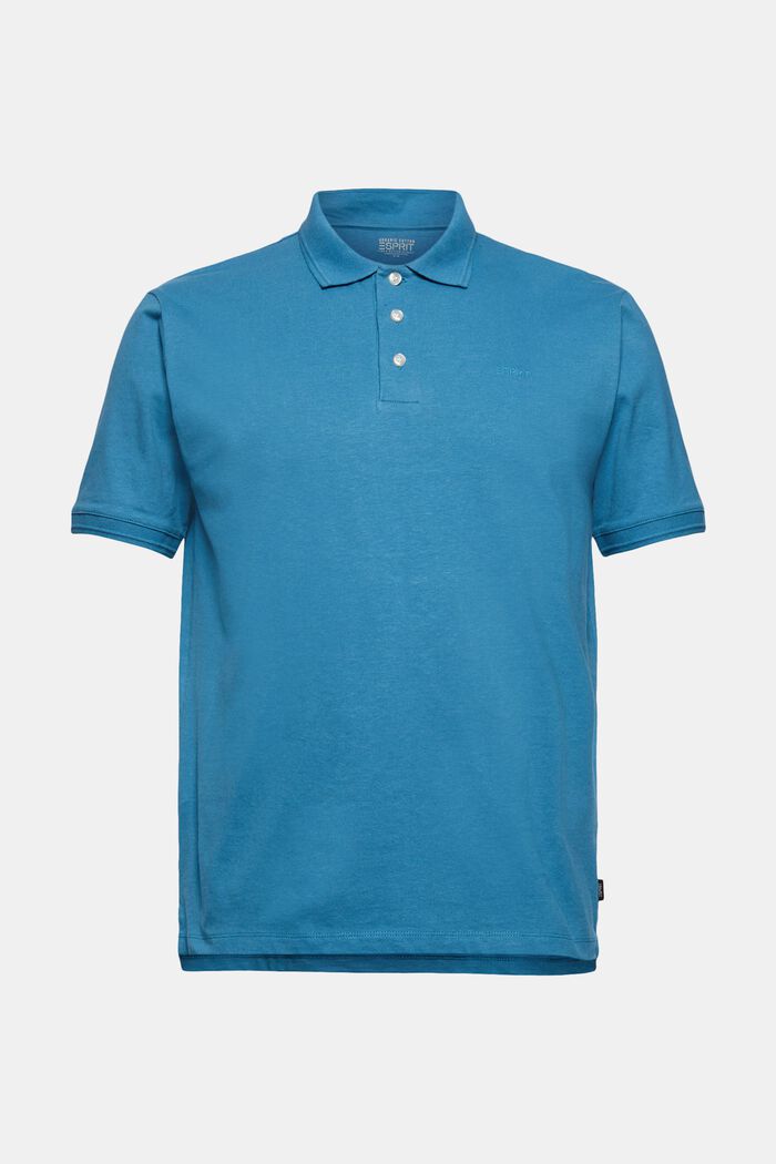 Med linne/ekologisk bomull: tenniströja i jersey, PETROL BLUE, detail image number 0