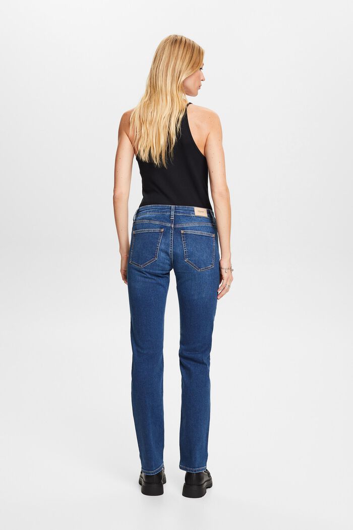 Straight leg stretch jeans, bomullsmix, BLUE MEDIUM WASHED, detail image number 3