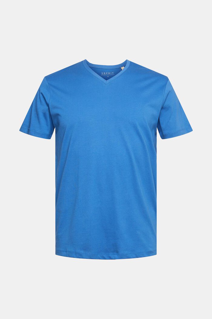 T-shirt i jersey med V-ringning, BLUE, overview