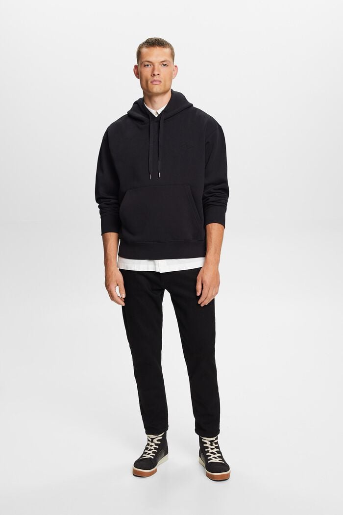 Sweatshirt med huva och logobroderi, BLACK, detail image number 1
