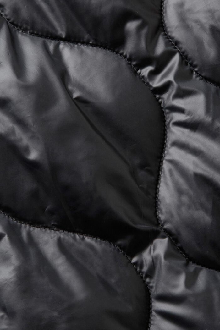 Quiltad kappa med ribbstickad krage, BLACK, detail image number 6