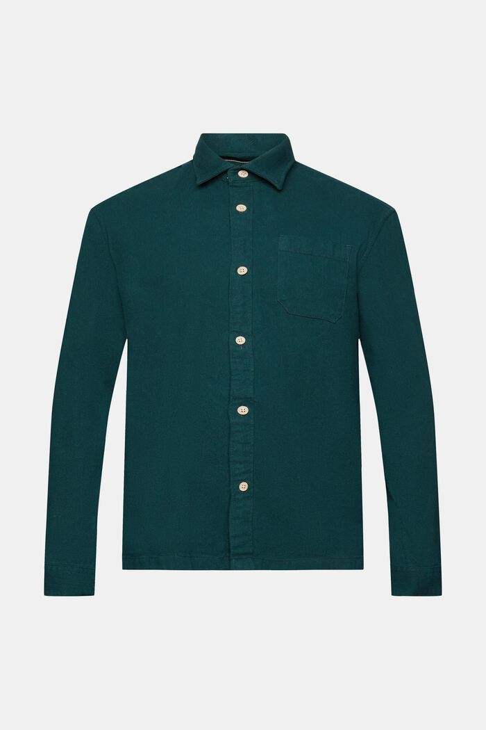 Skjorta i enfärgad twill, DARK TEAL GREEN, detail image number 2