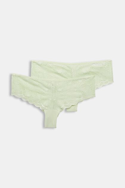 Hipster-shorts med mönsterspets, 2-pack, LIGHT GREEN, overview