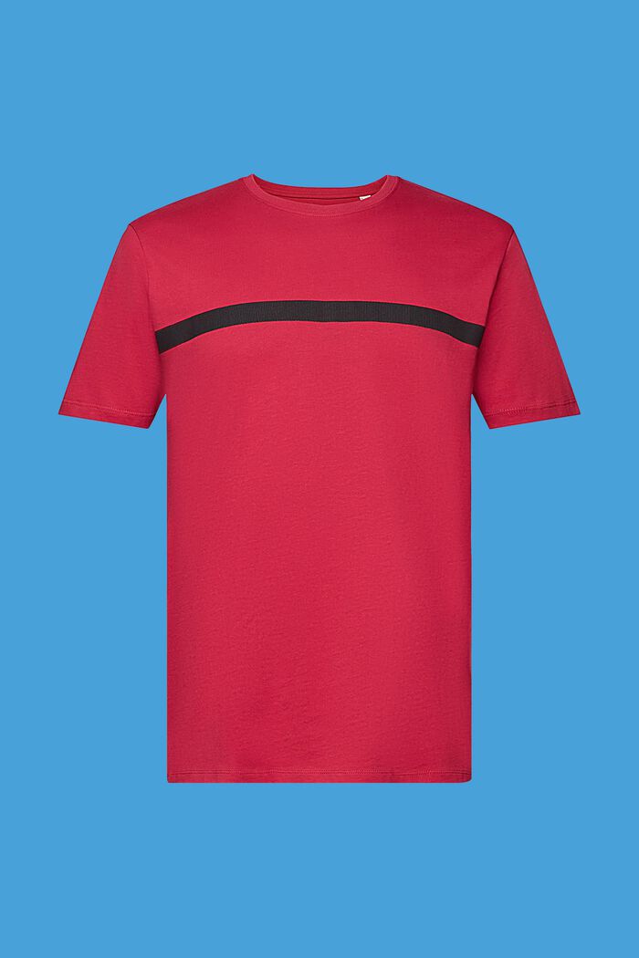 Bomulls-T-shirt med kontrastrand, DARK PINK, detail image number 6