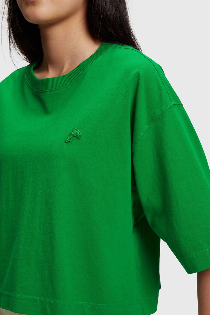 Kortare T-shirt med delfinmärke, GREEN, detail image number 2