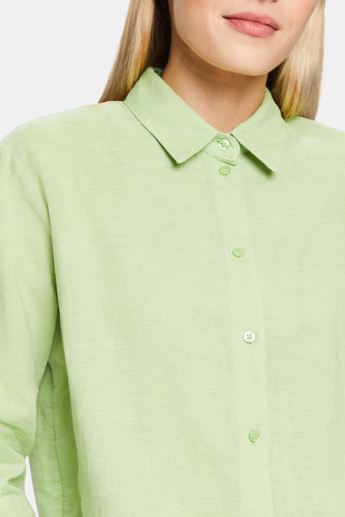 Skjorta i linne-bomullsmix, LIGHT GREEN, detail image number 3
