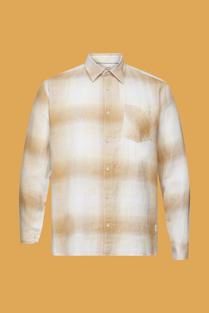 Skotskrutig skjorta i mix av bomull och hampa