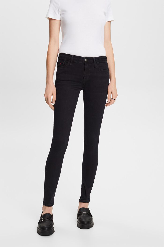 Skinny-jeans med mellanhög midja, BLACK DARK WASHED, detail image number 2