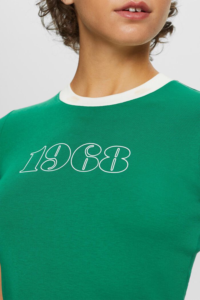 T-shirt i bomullsjersey med logo, DARK GREEN, detail image number 2