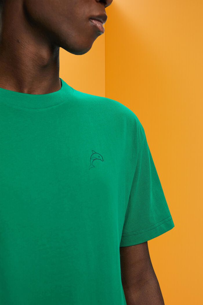 T-shirt i bomull med delfintryck, GREEN, detail image number 2