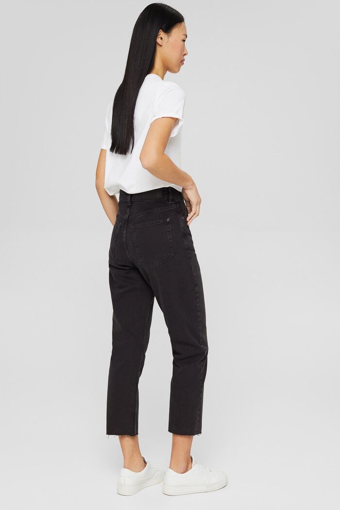 Jeans med hög midja och kortare ben, BLACK DARK WASHED, detail image number 3