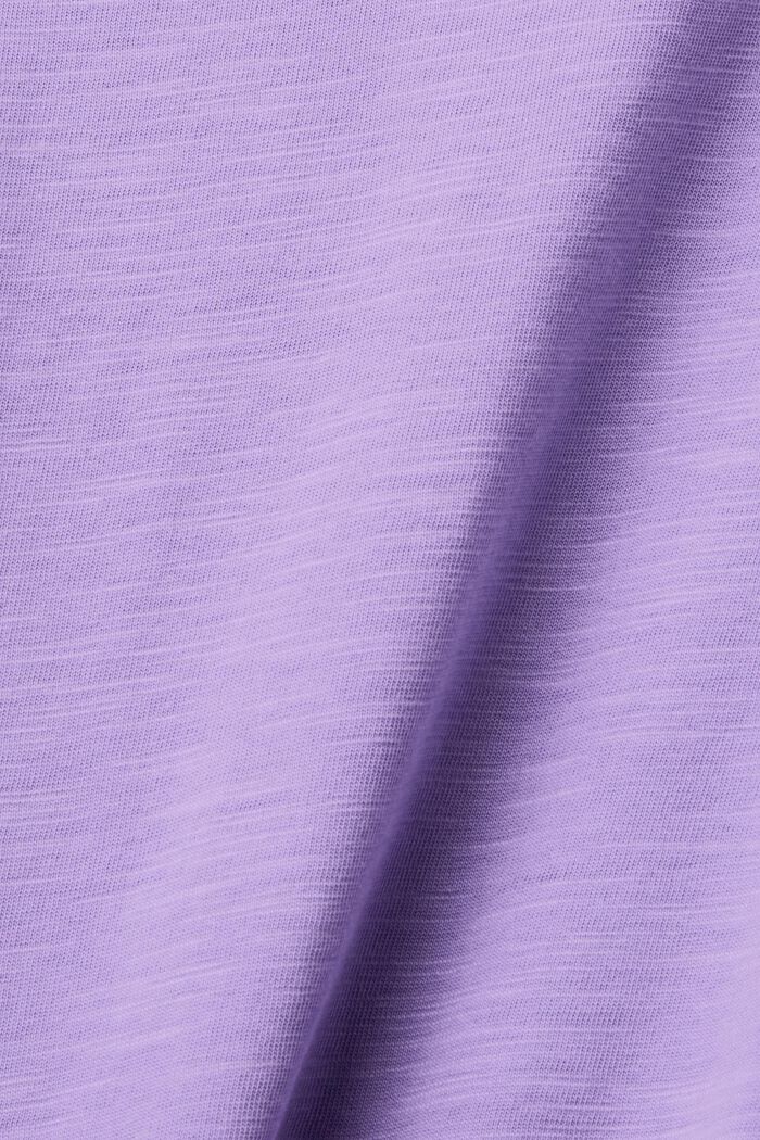 Bomulls-T-shirt med djup och vid ringning, PURPLE, detail image number 5