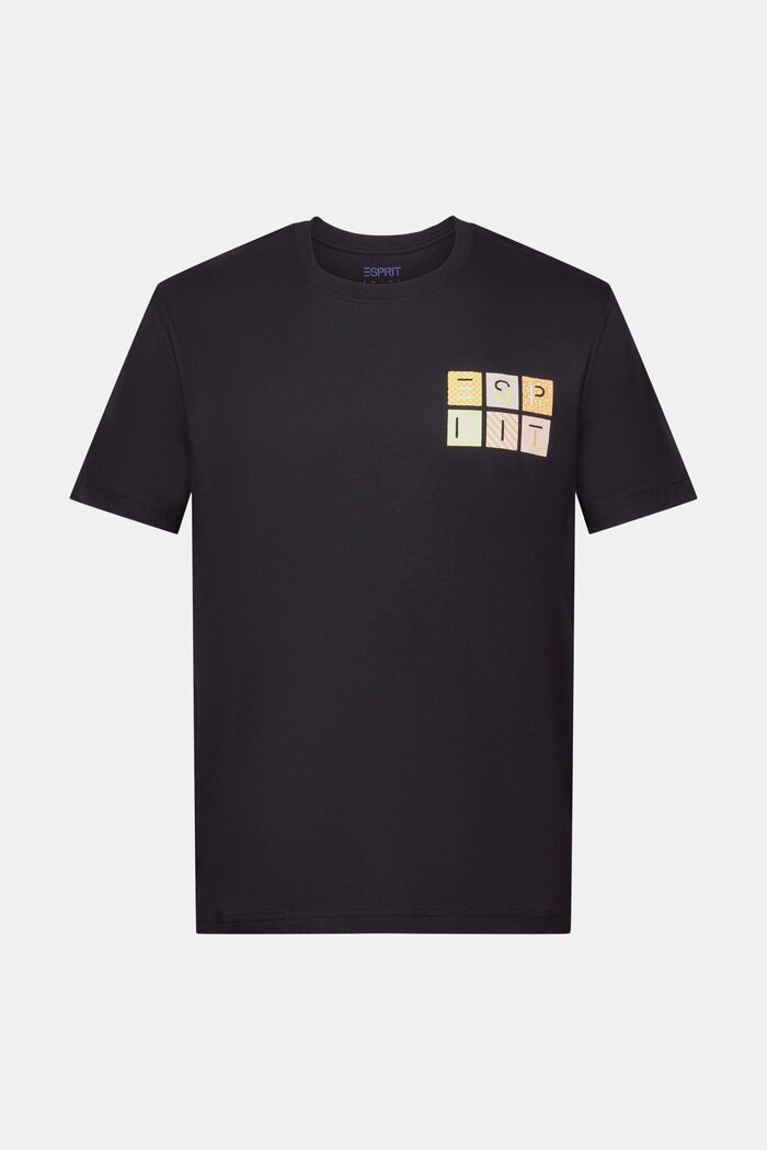 T-shirt i bomullsjersey med logo, BLACK, detail image number 6