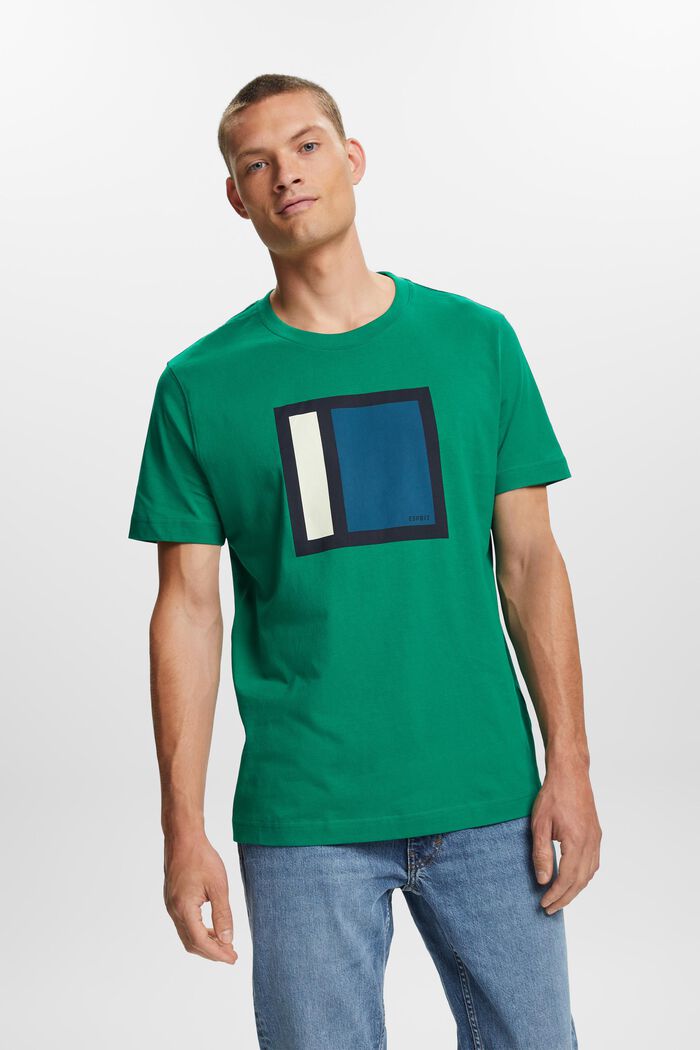 Grafisk T-shirt i bomullsjersey, DARK GREEN, detail image number 0