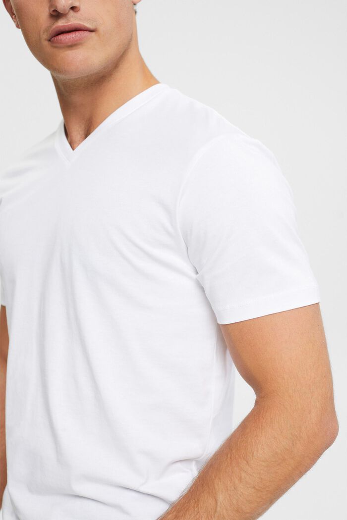 T-shirt med V-ringning i hållbar bomull, WHITE, detail image number 0