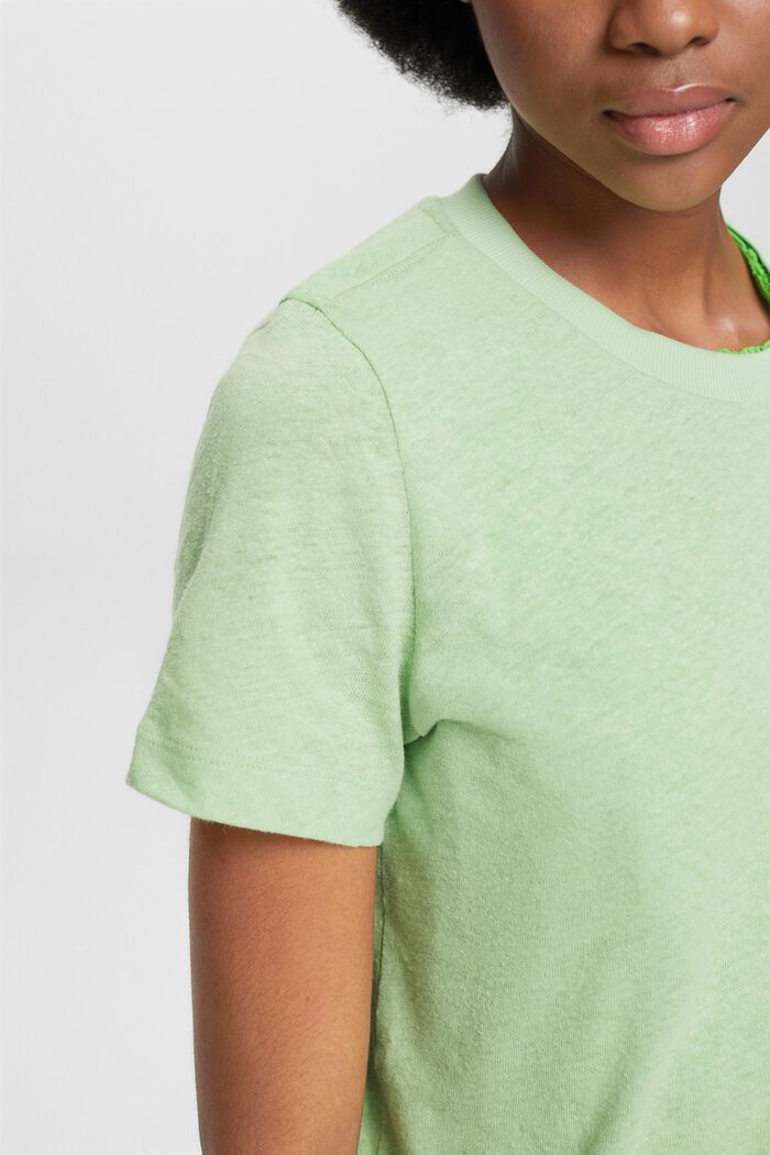 T-shirt i bomull-linnemix, LIGHT GREEN, detail image number 3
