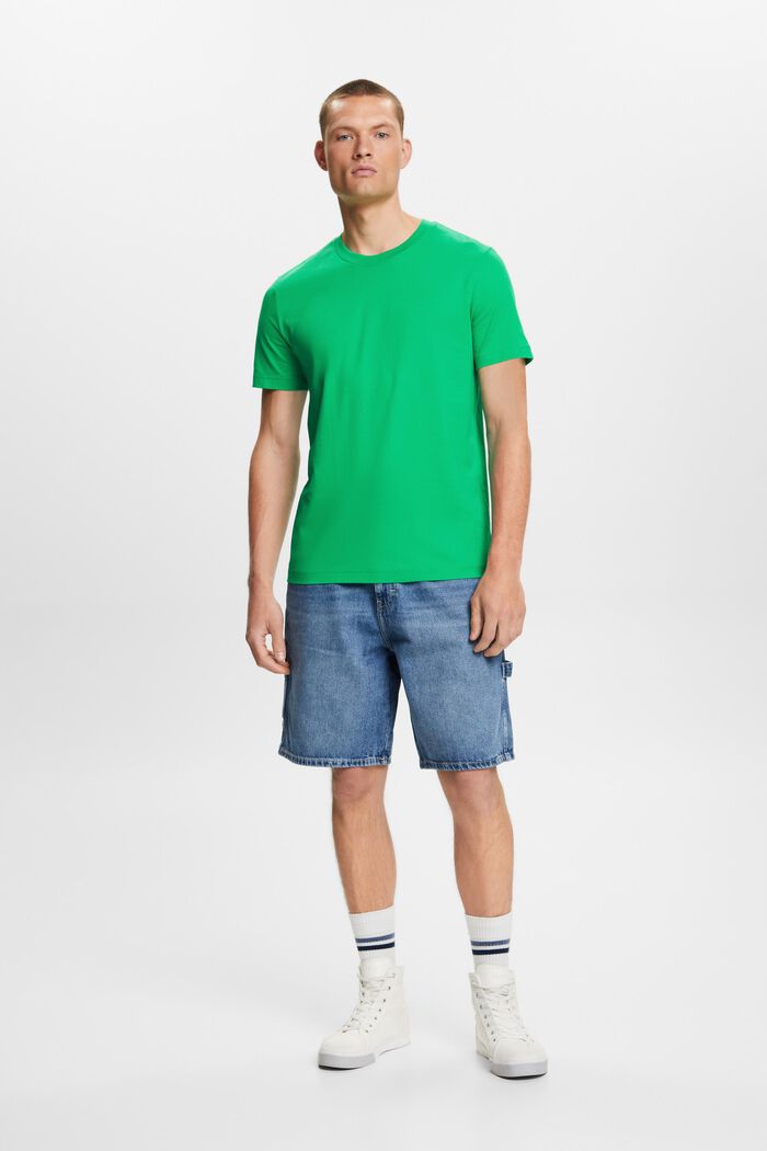 T-shirt i pimabomull-jersey med rund ringning, GREEN, detail image number 5