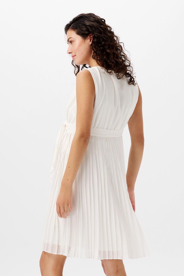 Veckad klänning med knytskärp, OFF WHITE, detail image number 1