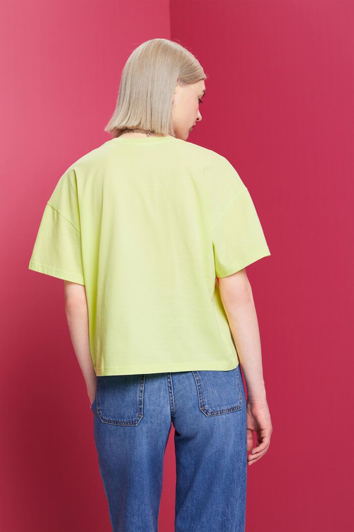 Kort oversize-T-shirt, 100% bomull, LIME YELLOW, detail image number 3