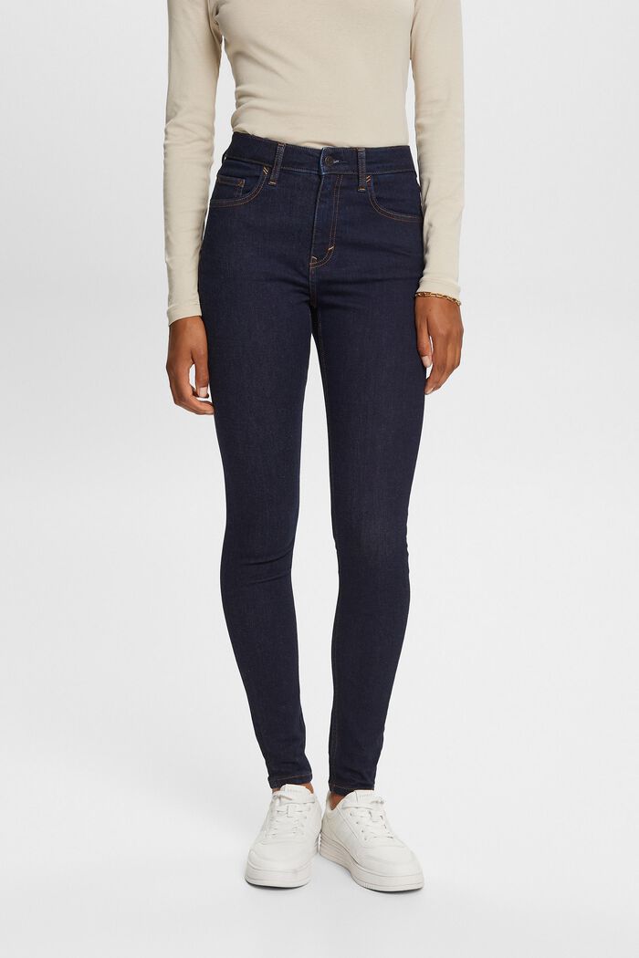 Highrise skinny jeans, stretchbomull, BLUE RINSE, detail image number 0