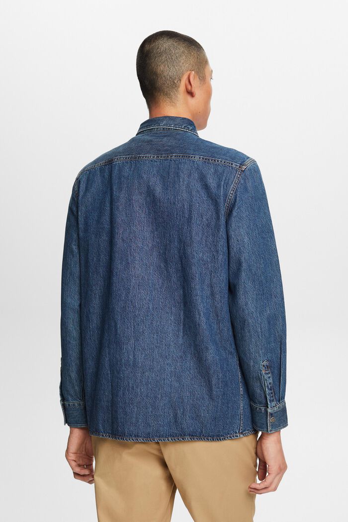 Jeansskjorta, 100% bomull, BLUE MEDIUM WASHED, detail image number 3