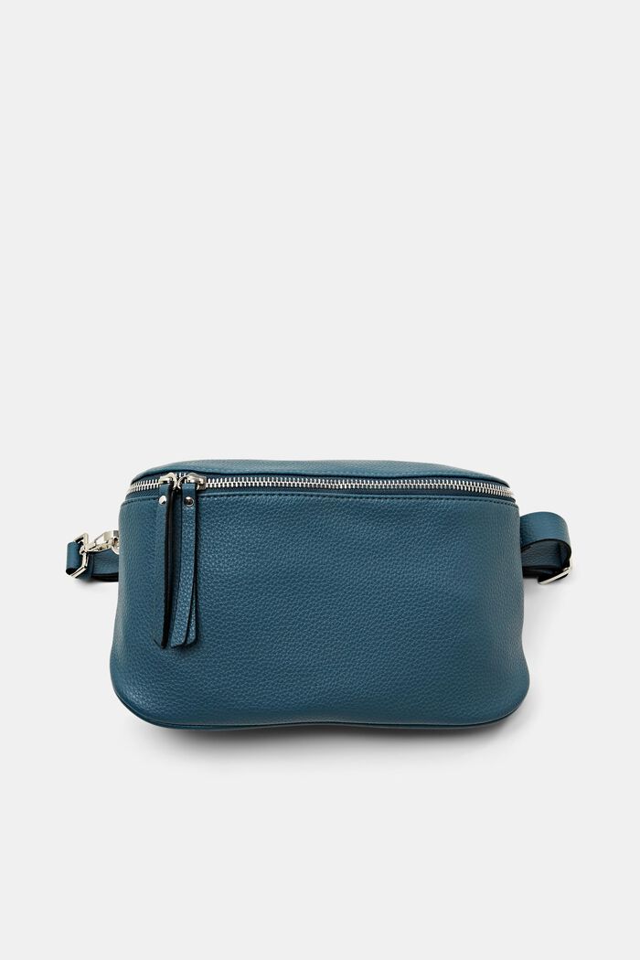 Crossbody-väska i veganskt läder, PETROL BLUE, detail image number 0