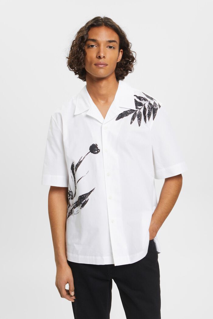 Skjorta med stort blomtryck, WHITE, detail image number 0