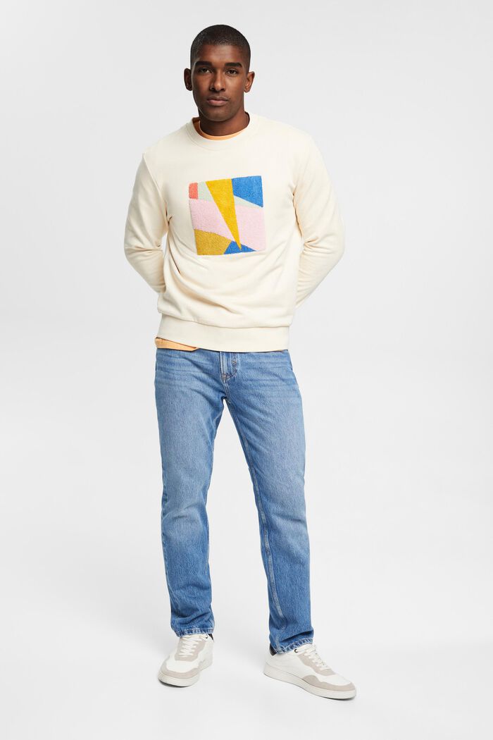 Sweatshirt med applikation, CREAM BEIGE, detail image number 4
