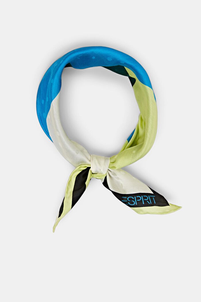 Fyrkantig mönstrad scarf i silkesblandning, GREEN, detail image number 0