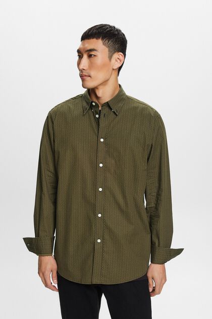 Bomullsskjorta med tryck och ledig passform