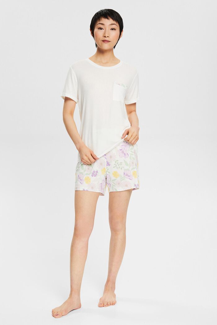 Pyjamasset med kort byxa, LENZING™ ECOVERO™, OFF WHITE, detail image number 0