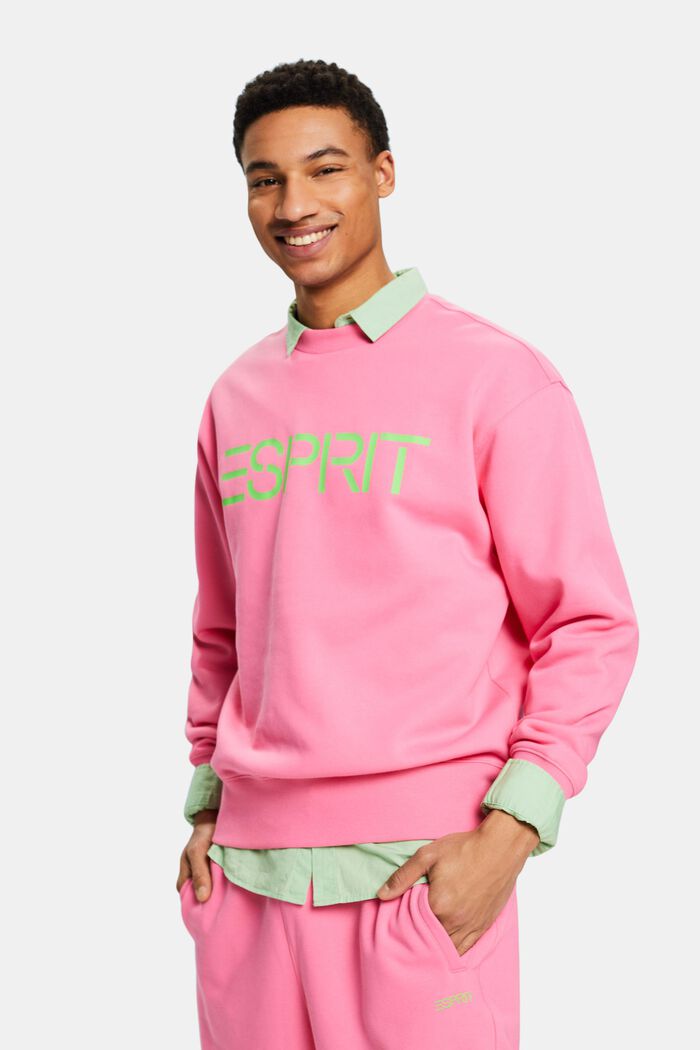 Sweatshirt i bomullsfleece med logo, unisexmodell, PINK FUCHSIA, detail image number 0