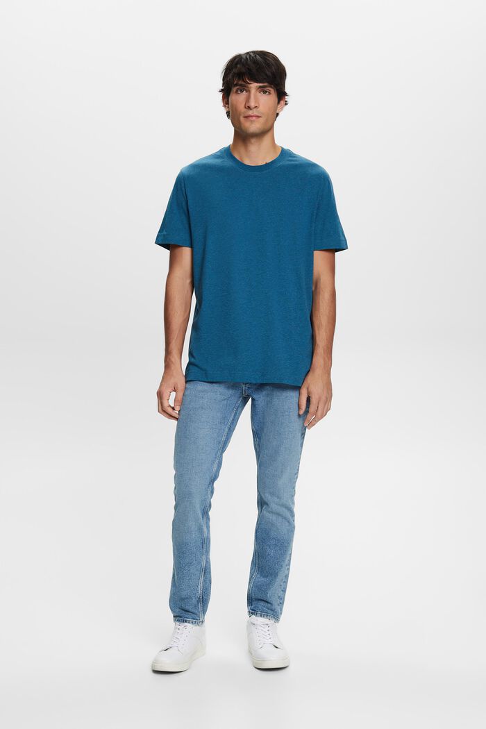 T-shirt med rund ringning, 100 % bomull, GREY BLUE, detail image number 1