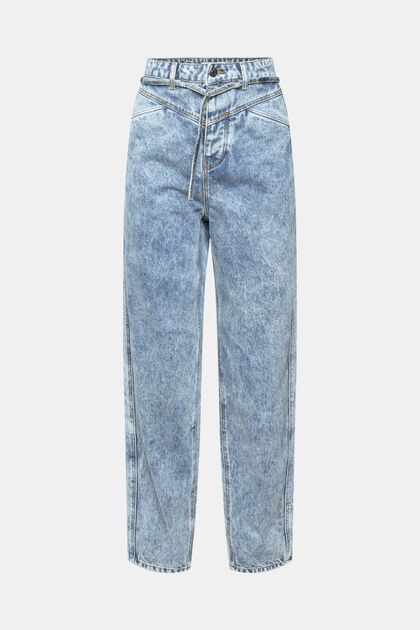 Jeans med bananpassform, hög midja och stentvättad effekt