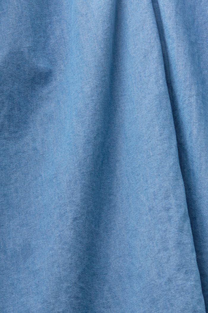 Jeansklänning i bomullschambray, BLUE LIGHT WASHED, detail image number 4