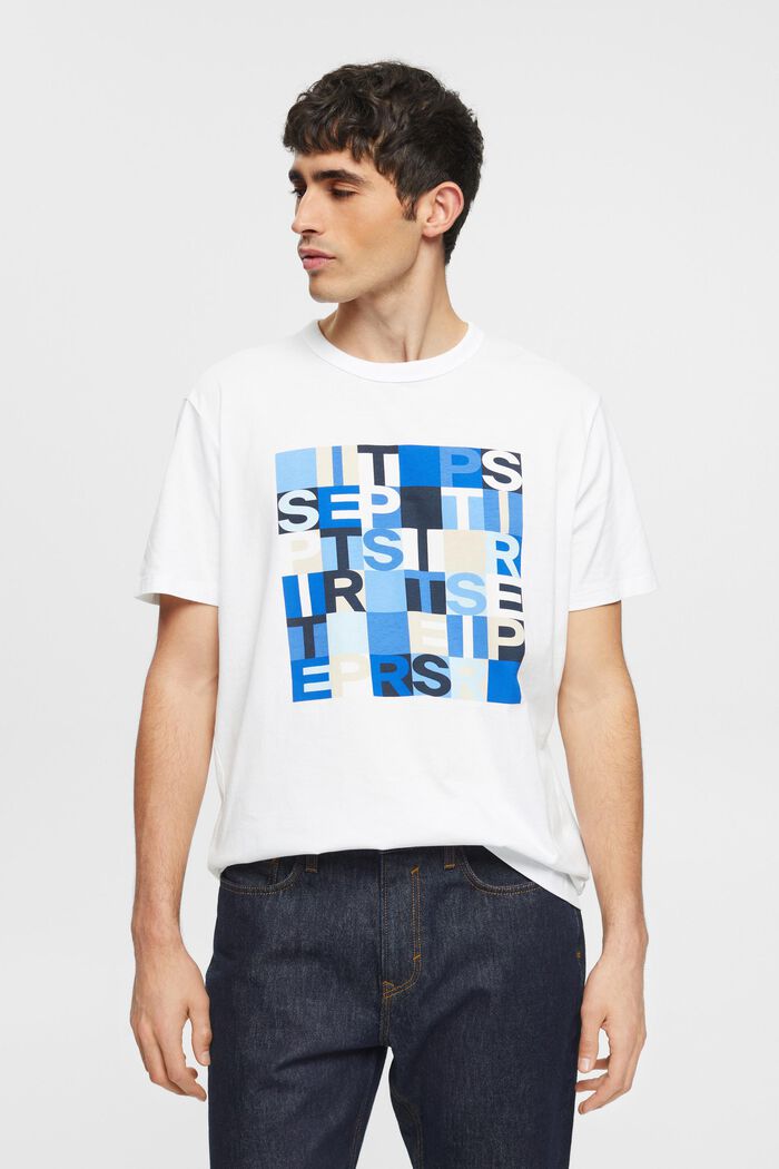 T-shirt med logotryck, ekobomull, WHITE, detail image number 0