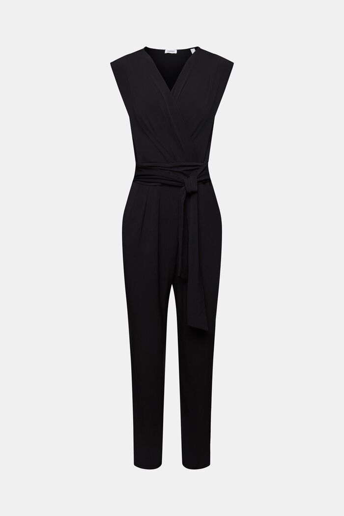 V-ringad ärmlös jumpsuit, BLACK, detail image number 5